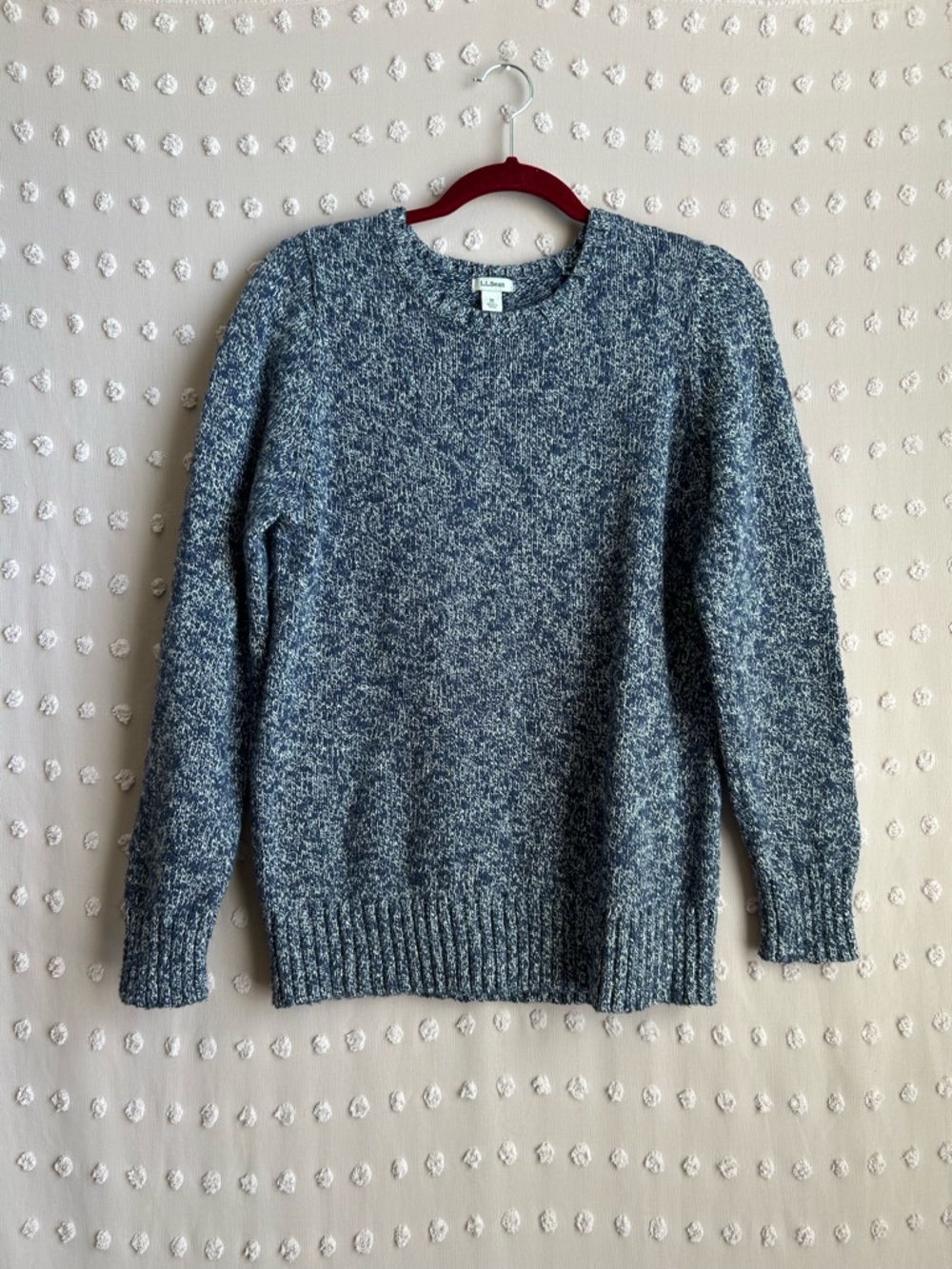 L. L. Bean Women’s Vintage Cotton Crewneck Long Sleeve Knit Sweater‎ Sz M Navy